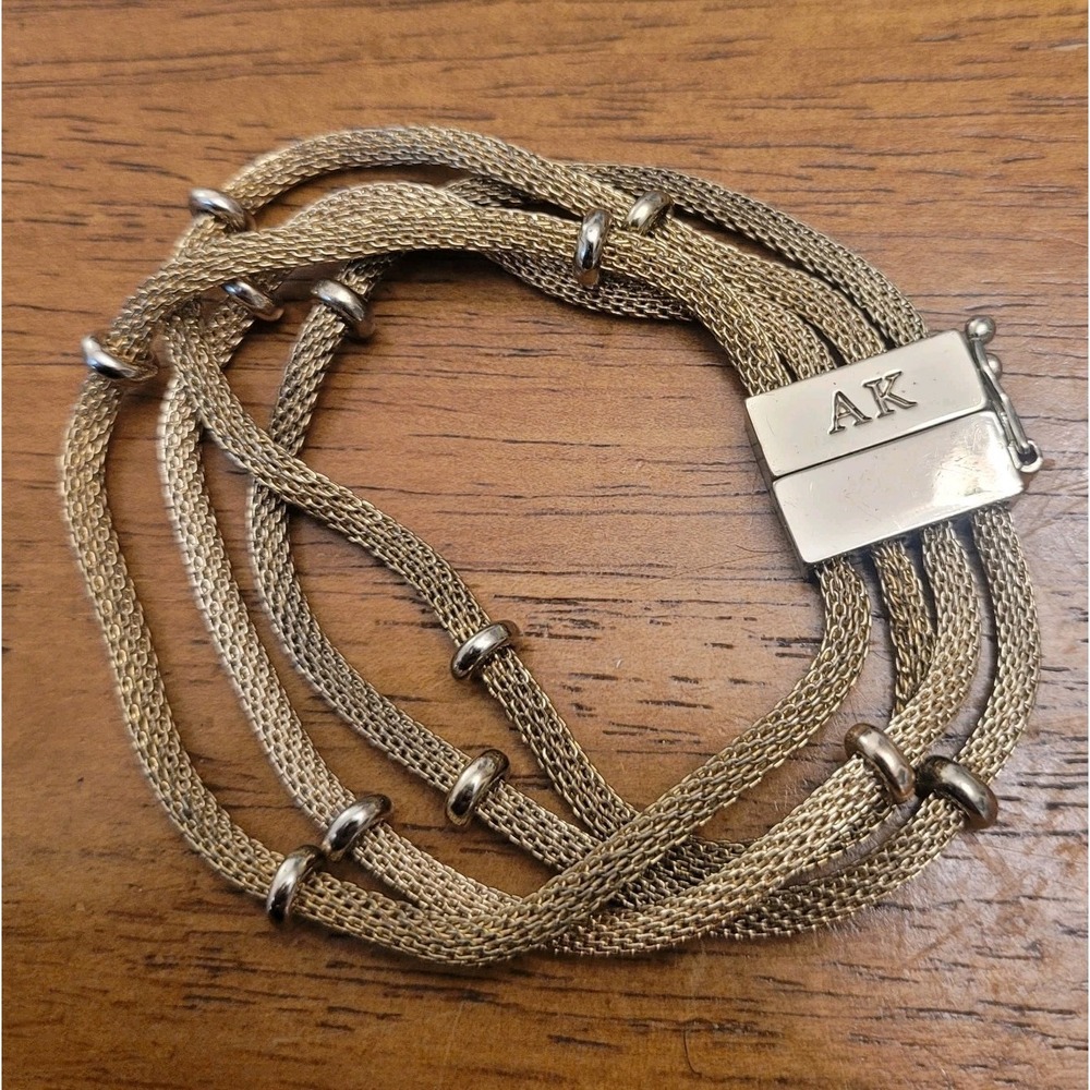 ANNE KLEIN Gold Tone Multi Strand Chain Bracelet Signed AK